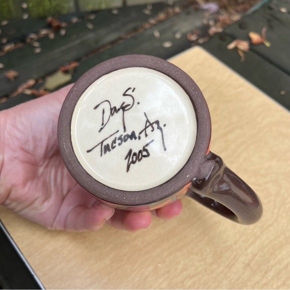 Handmade Handpainted Ceramic Southwestern Landscape Cactus Themed Collector Mug - Picture 7 of 16